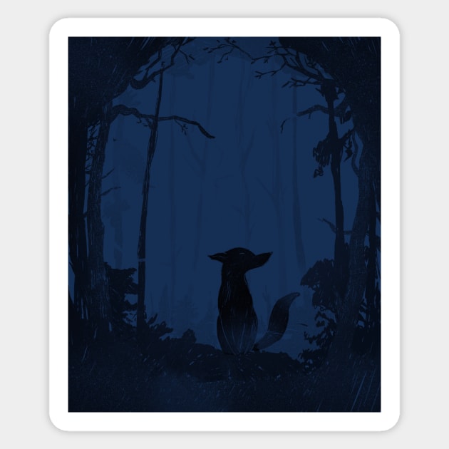 Fox - Blue Woods Sticker by Uwaki